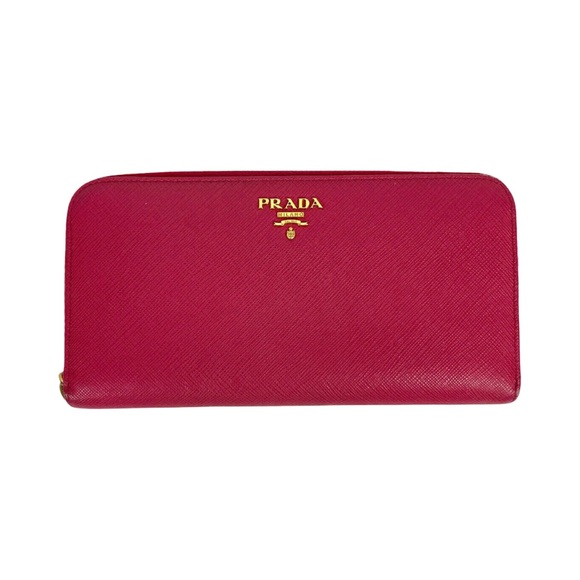 Prada Handbags - ✨PRADA Peonia Pink Saffiano Leather long Zip Wallet EUC
